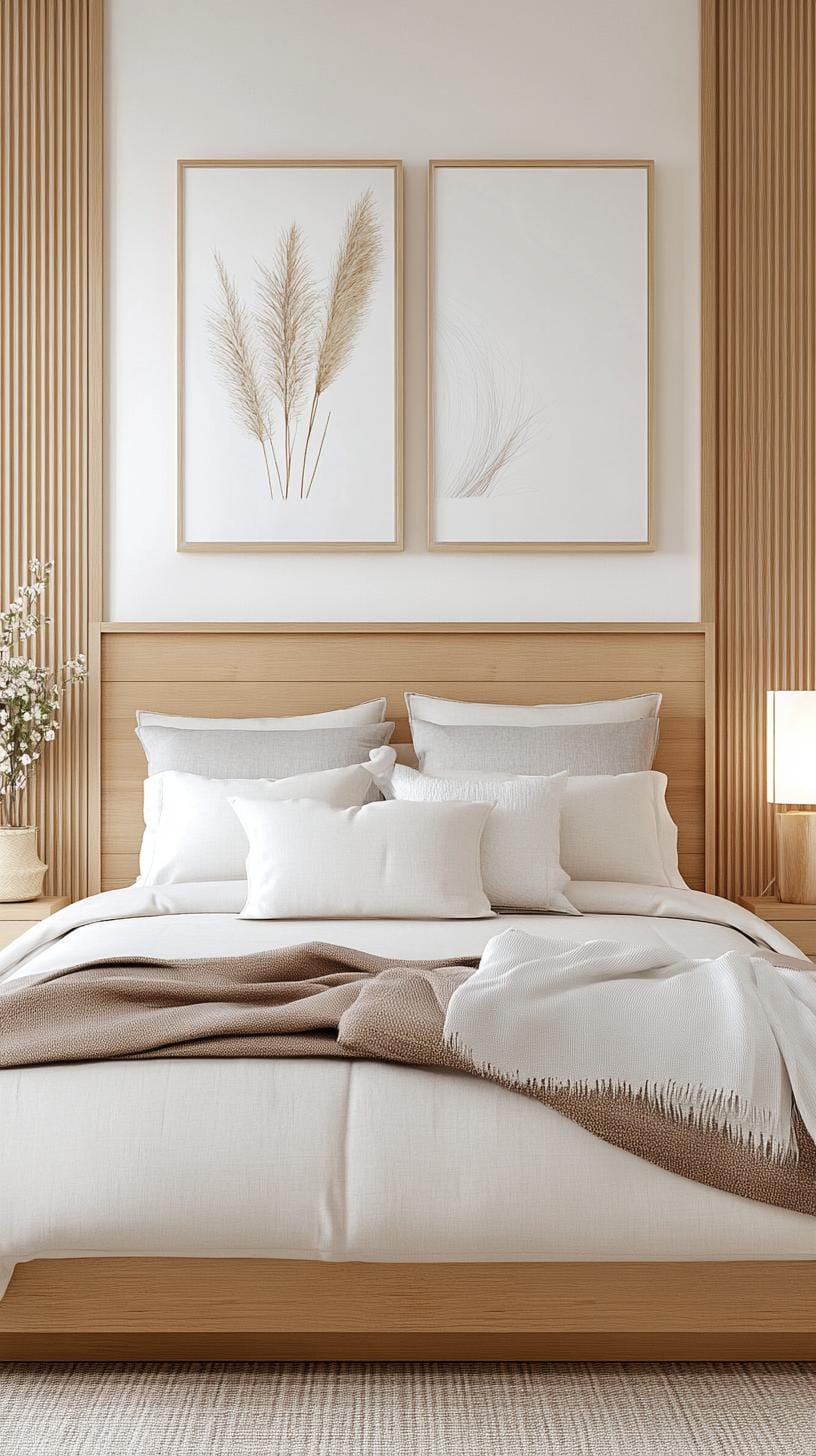 21 modern bedroom ideas for your 2025 makeover 12 3. Scandinavian bliss with light forests, pastel and hygge-inspired texture-1