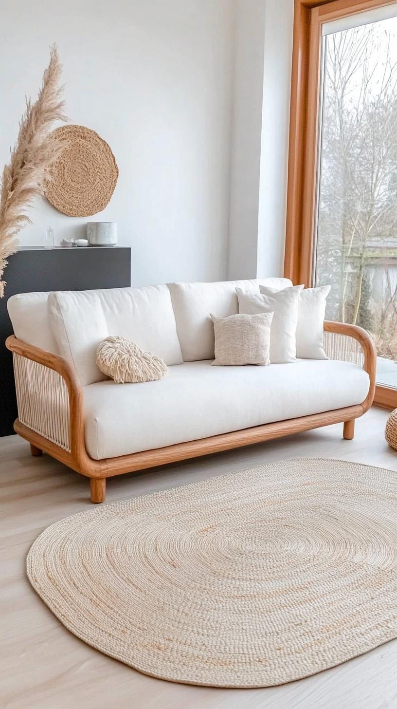 21 Cozy organic modern living room ideas for copying 26 8. Scandinavian inspired Sofas paired with organic wood frame-1