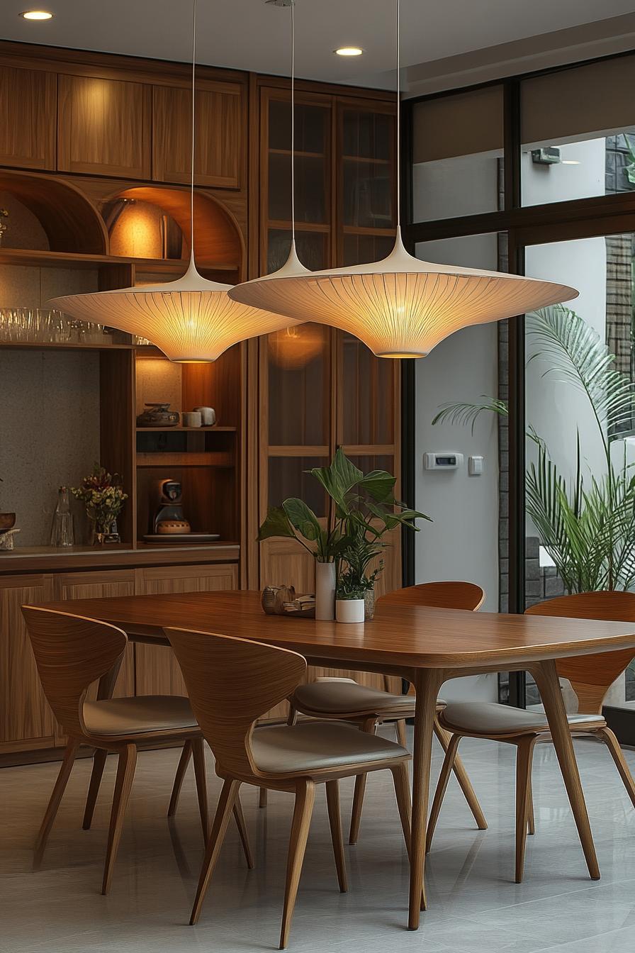 23 Breathtaking modern dining tables from the middle of the century, which they worship 13 5. Sculptural trailer lights over dinner 0