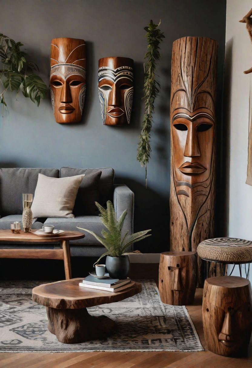 45 Chic & Modern Boho Living Room Ideas To Copy 11 4. Sculptural Tree Trunk Side Tables-1