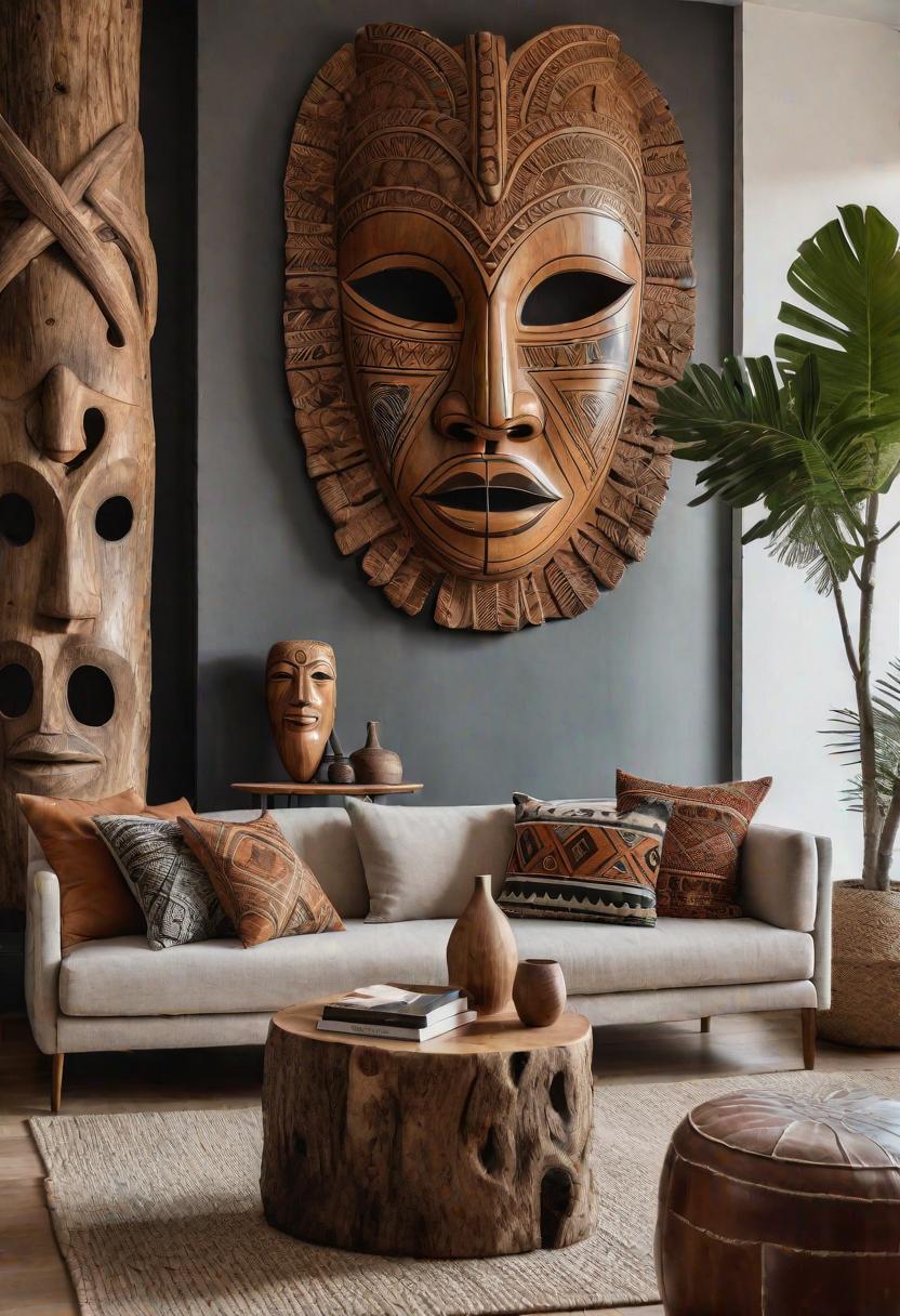 45 Chic & Modern Boho Living Room Ideas To Copy 12 4. Sculptural Tree Trunk Side Tables-2