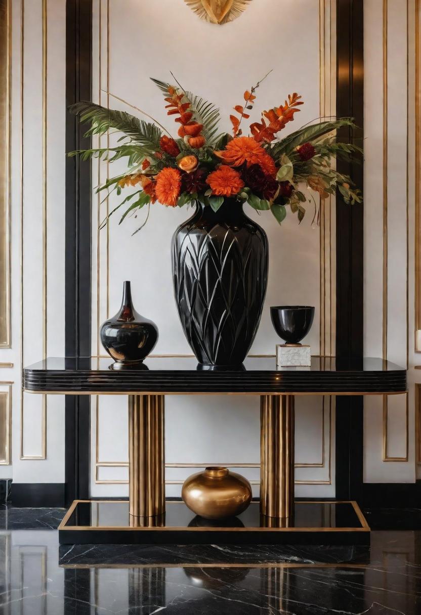 27 atemberaubende Eingangstischdekor -Ideen, um Ihren Eingangseingang zu erhöhen 16 10. Skulpturaler Vase Showcase-0