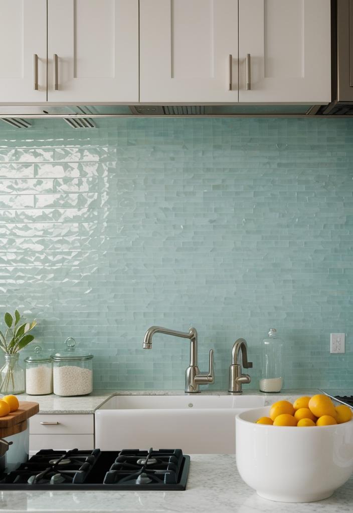 35 Stunning Kitchen Backsplash Ideas: Creative and Eye-Catching Designs 33 22. Sea Glass Mosaic Magic-0