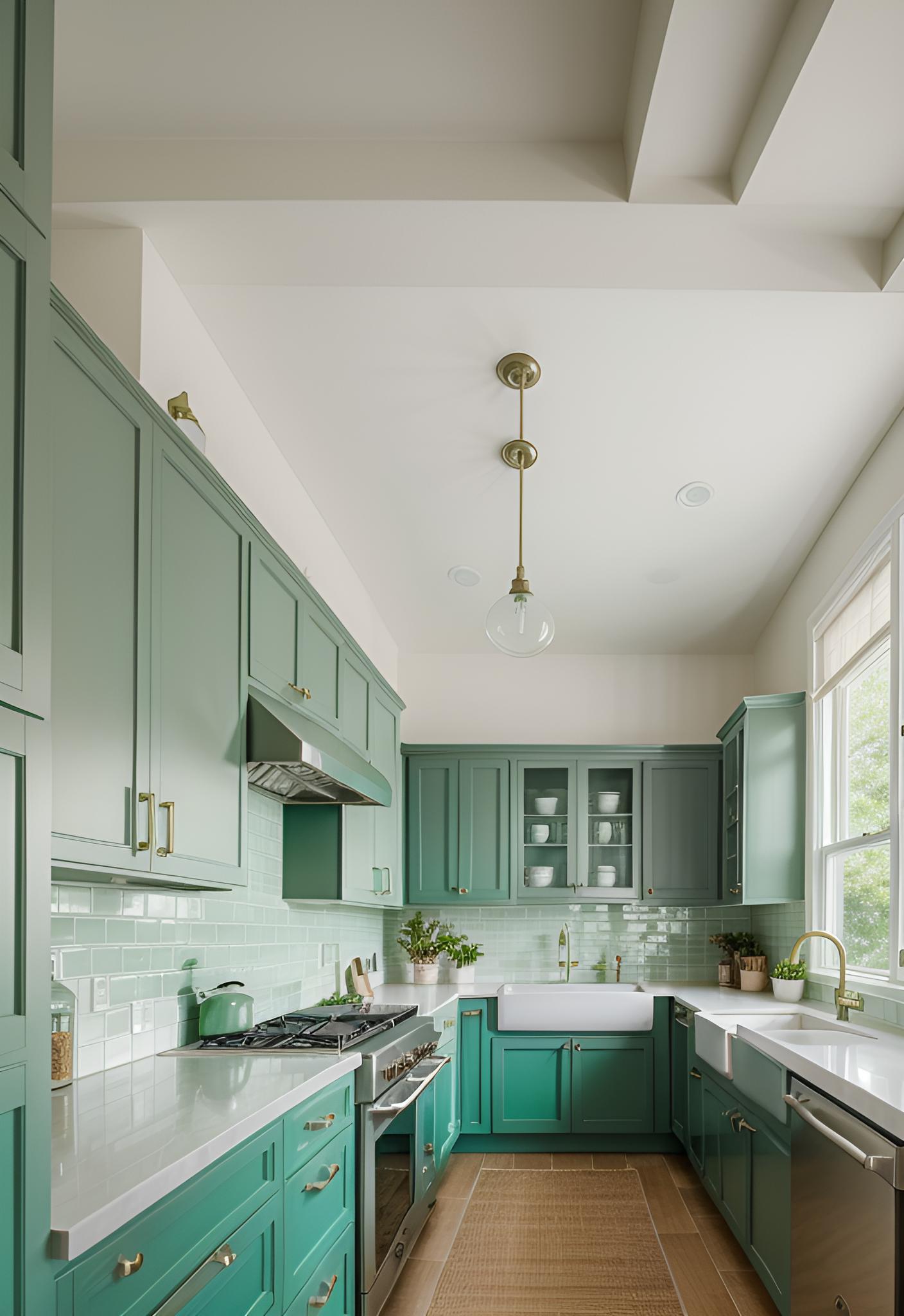 29 atemberaubende grüne Küchenschrank Ideen: üppig, von Natur aus inspirierte Farbtöne 17 10. Seafoam Green Kitchen Inspiration-0