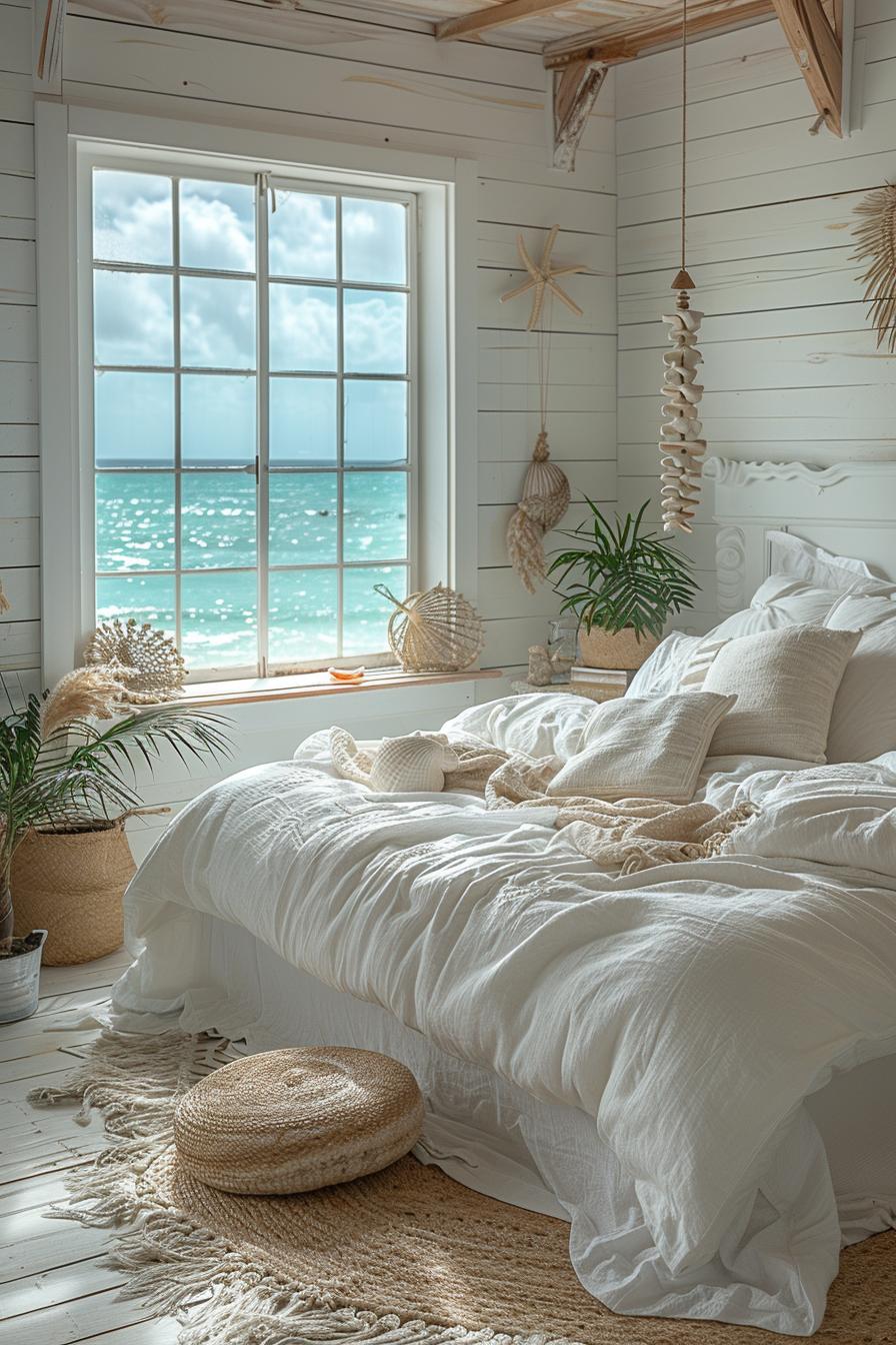 23 trendy boho coastal bedroom ideas that you will love 48 16. Musschel wind chime window decor