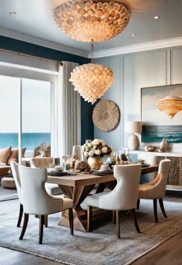 43 Inspiring Coastal Living Room Ideas 34 32. Seashell lighting fixtures-0