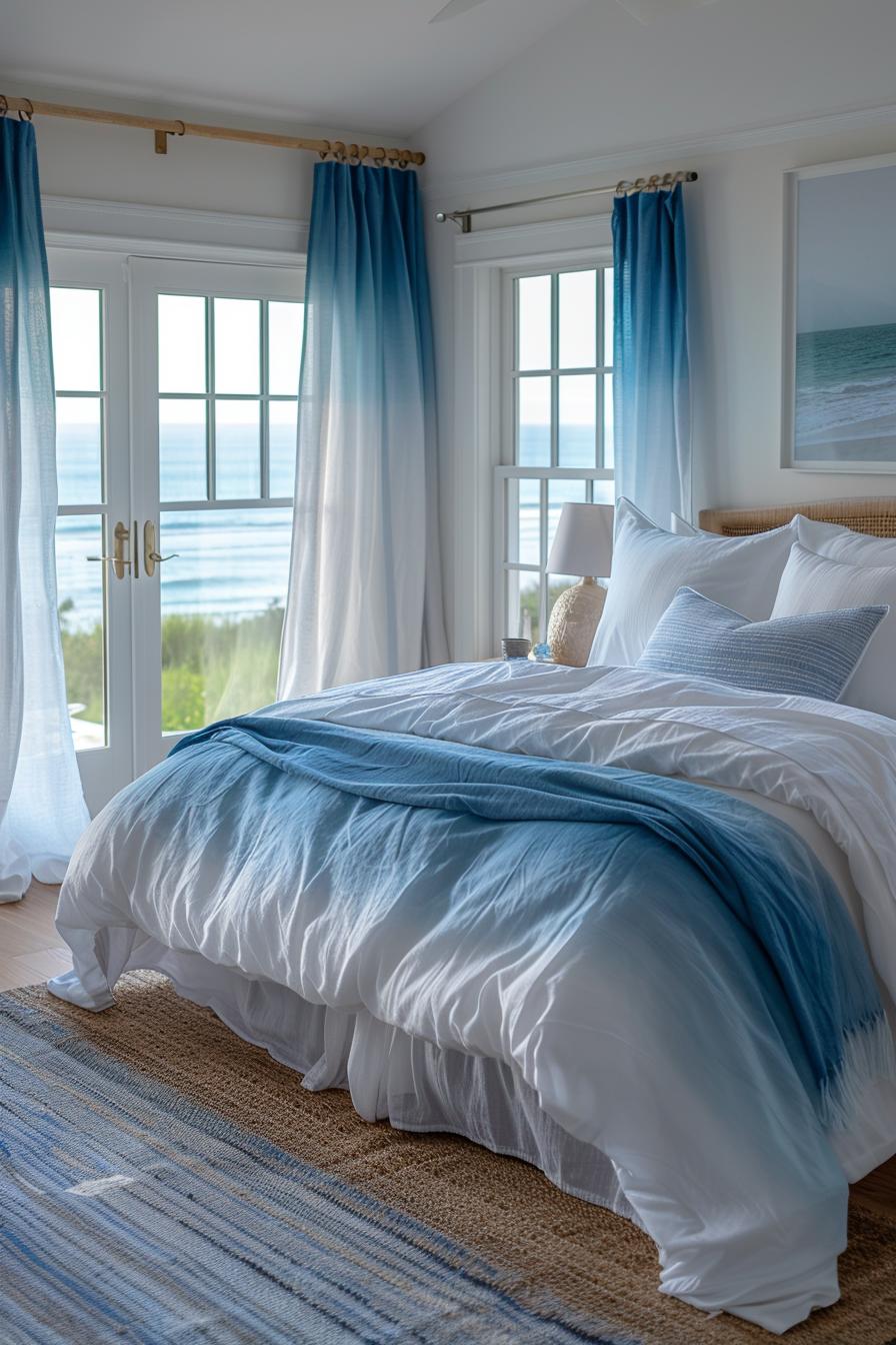 15 aesthetic coastal bedroom ideas for a dreamy retreat 21 9. Seaside ombre curtain Inspiration-0