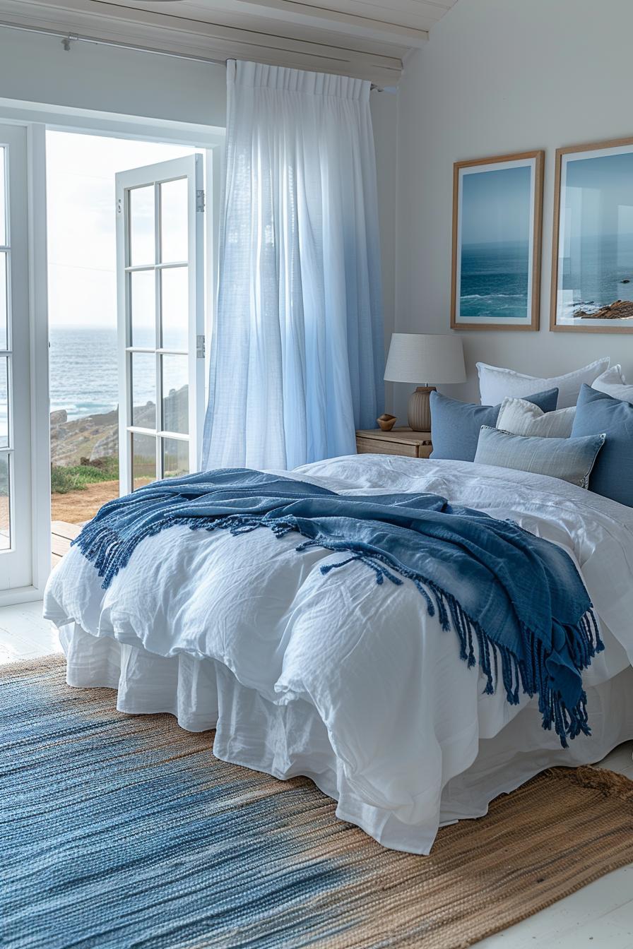 15 aesthetic coastal bedroom ideas for a dreamy retreat 22 9. Sea ombre curtain Inspiration-1