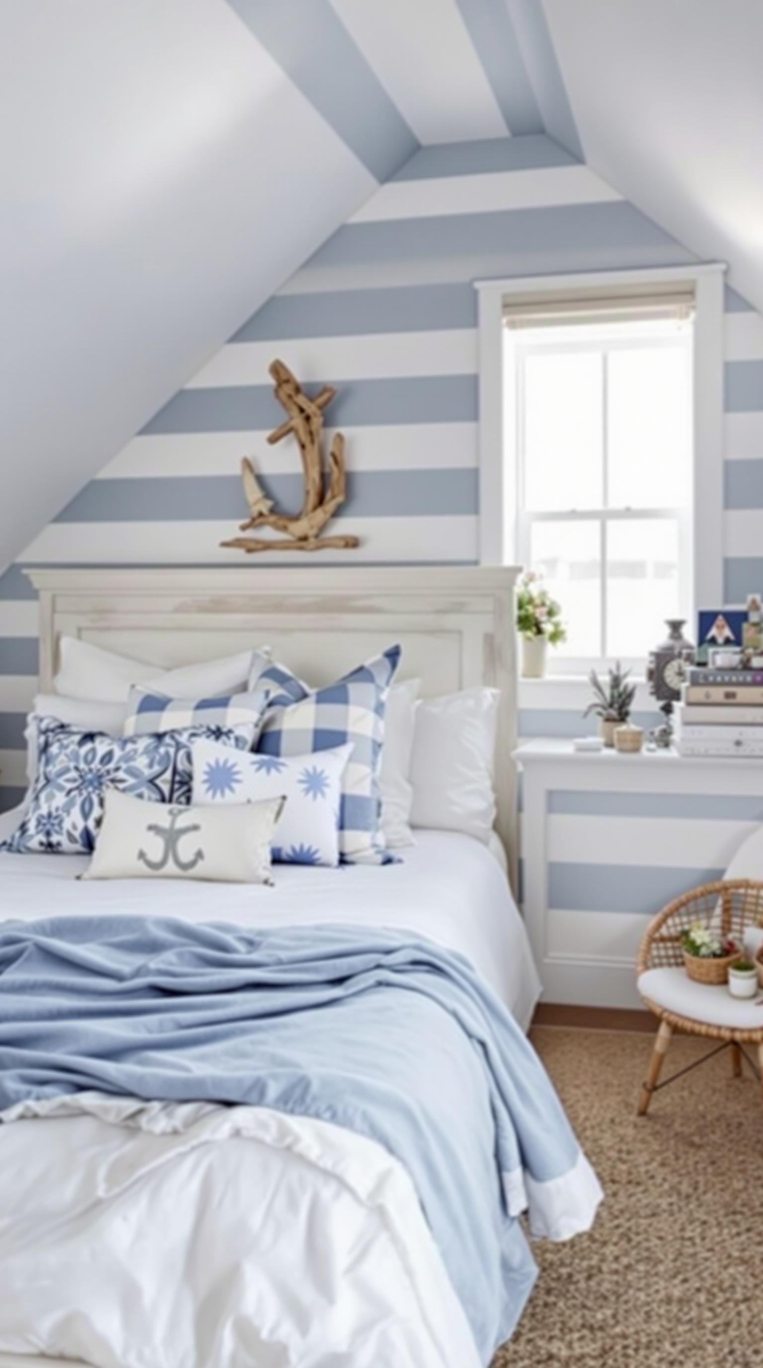 20 super cozy small roof tree bedroom ideas today 42 to explore 42 14. See Retreat with nautical stripes, Driftwood Decor and Ocean Blue Tones-0