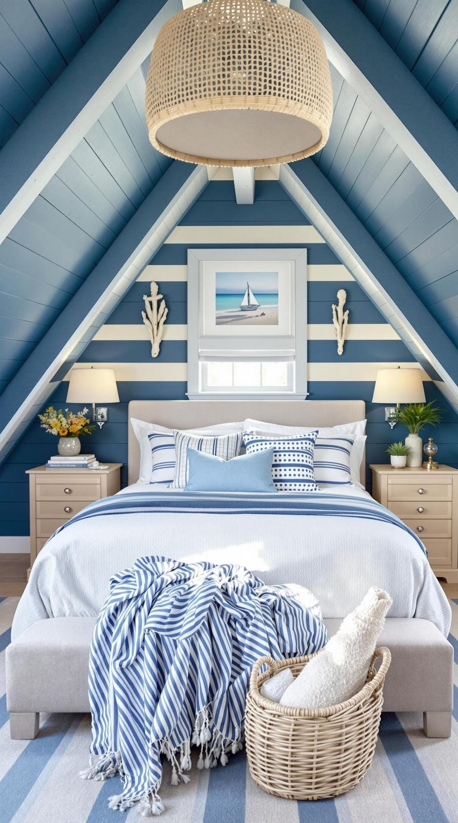 20 super cozy small roof tree bedroom ideas to explore 43 today 43 14. See Retreat with nautical stripes, Driftwood Decor and Ocean Blue Tones-1