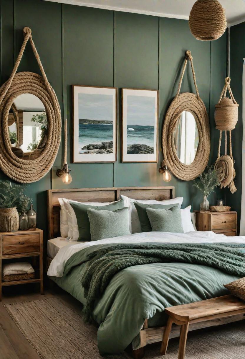 39 Sage Green Farmhouse Bedroom Ideas: Trendy Rustic Chic 48 29. Seaside Sage Green Bedroom Inspiration-1