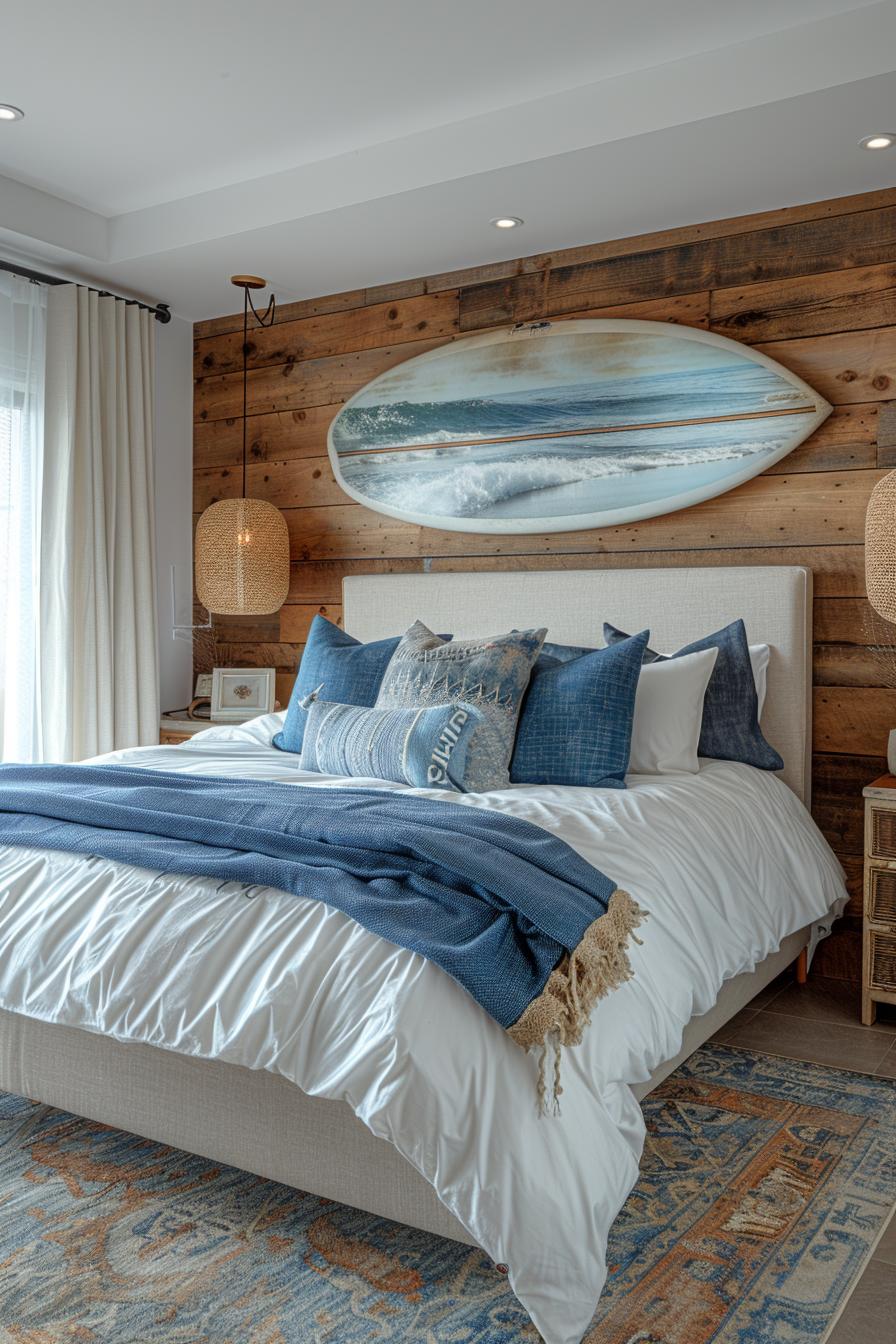 21 modern ideas for the coastal bedroom for a relaxed retreat 49 19. Seaside surfboard wall accent-0