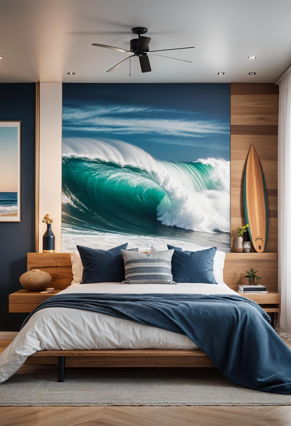 21 modern ideas for the coastal bedroom for a relaxing retreat 50 19. Seaside surfboard wall accent-1