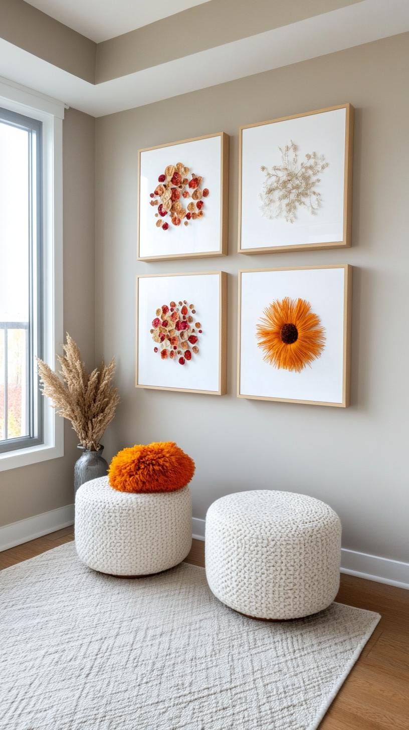 37 Gallery Wall Decor Ideas: Layouts And Styles to Elevate Any Room 101 33. Seasonal rotating wall grid with an interchangeable layout updated quarterly-2