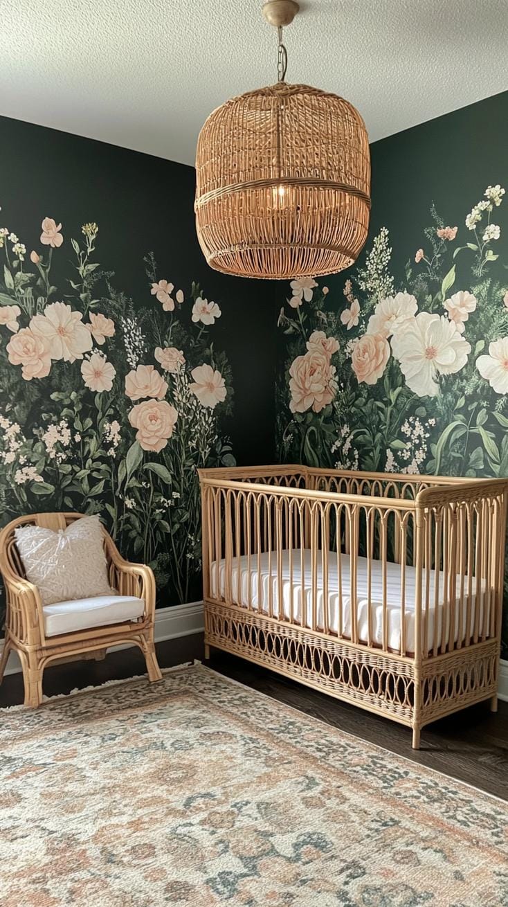 21 Enchanted Forest Nurily Ideas for a magical mood 21 7. Secret Garden Sanctuary with flower motifs and organic texture-0