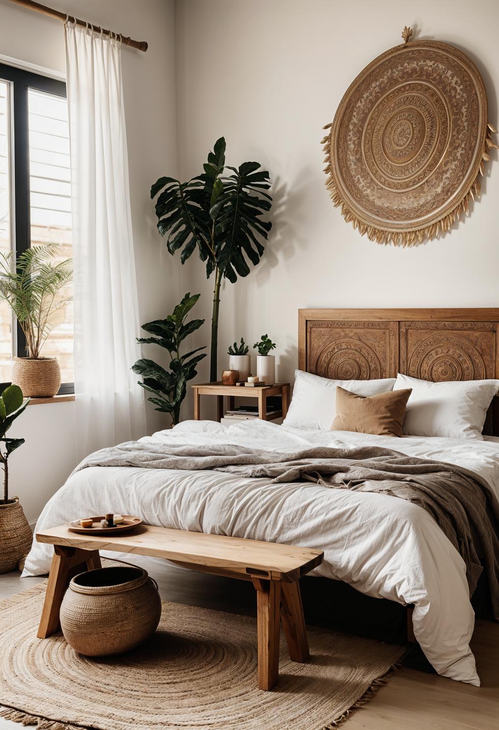 29 wunderschöne neutrale Boho -Schlafzimmer: verträumte und entspannende Räume 19 9. Serene Boho Schlafzimmer Ideen-0