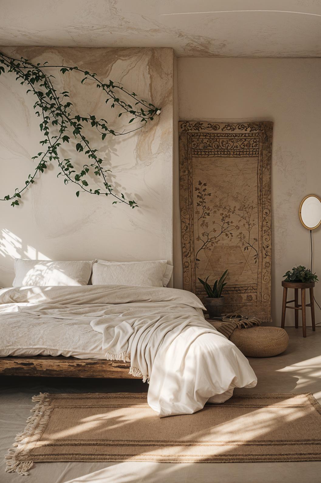 29 wunderschöne neutrale Boho -Schlafzimmer: verträumte und entspannende Räume 21 9. Serene Boho Schlafzimmer Ideen-2