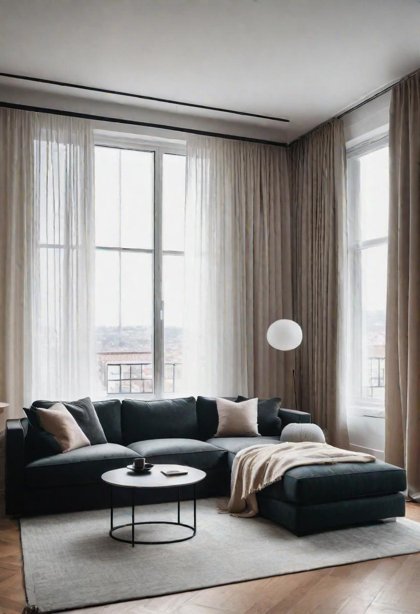 Small Space, Big Impact: 34 Minimalist Living Room Ideas for Every Apartment 14 12. Sheer Curtain Magic-0