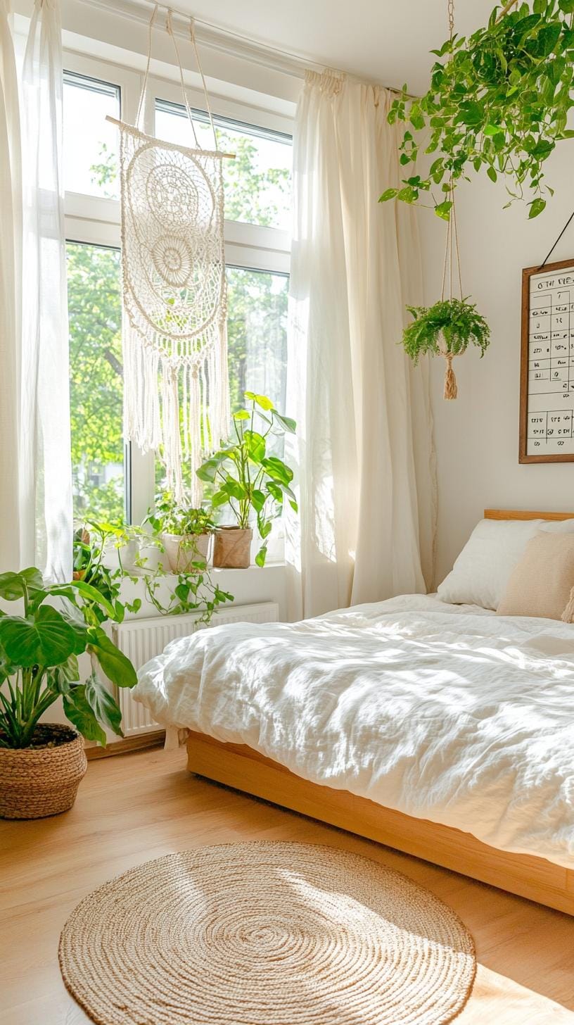 23 Modern Boho bedroom ideas that you will love immediately 31 10. Black curtains with floor-length Windows-0