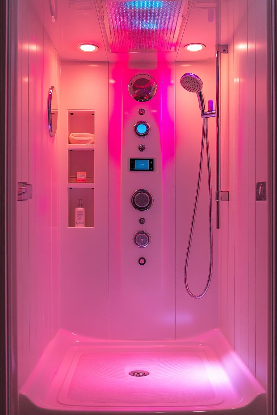 25 Genius tiny bathroom ideas for your makeover 37 13. Shower head with music integration-0
