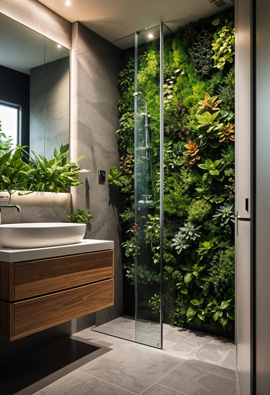 19 Genius Small Bathroom Ideas: Space Saving Hacks 4 2. Shower side of vertical garden transformation-0