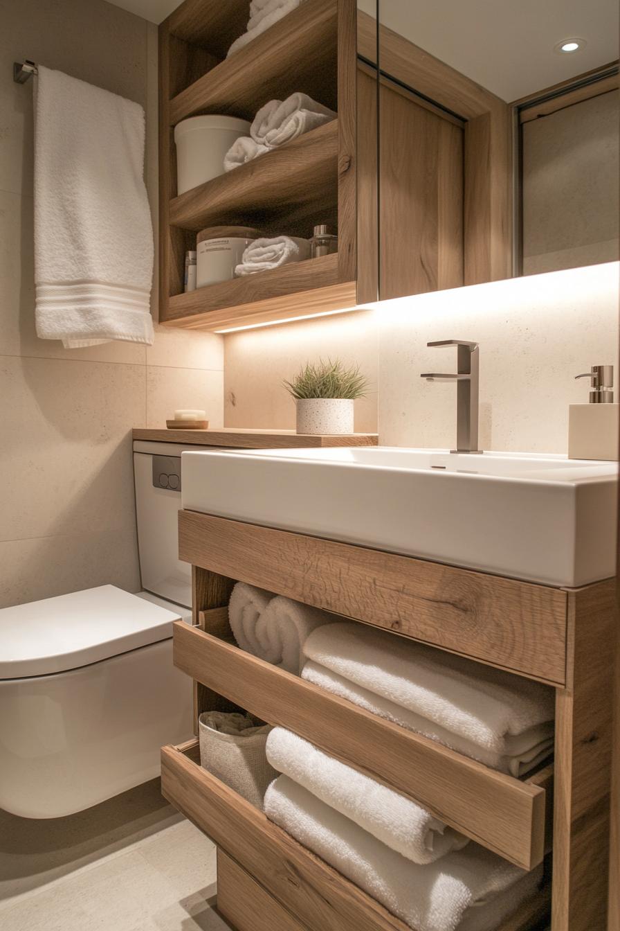 25 Genius tiny bathroom ideas for your makeover 16 5. Sink Storage Solution