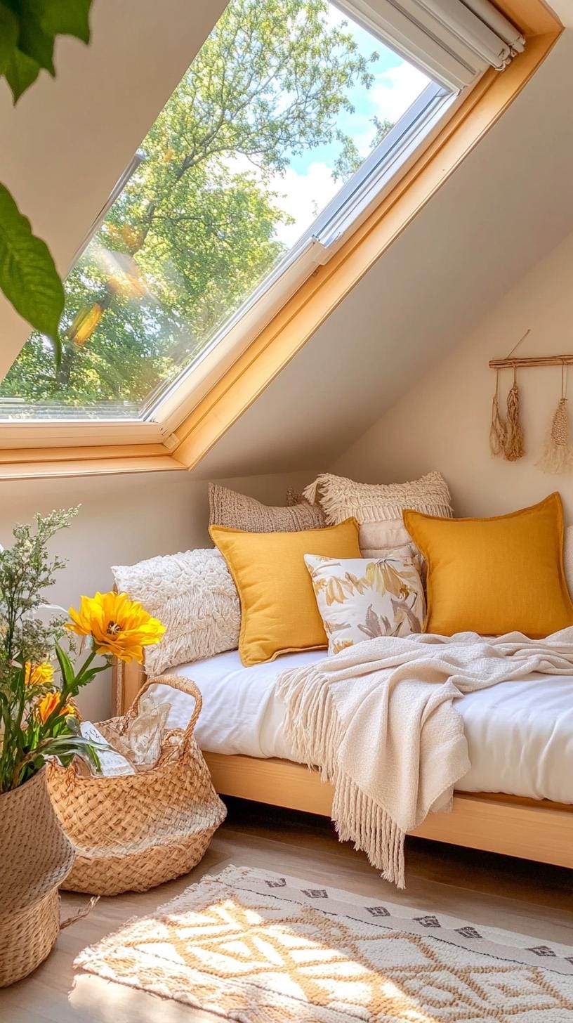 15 Genius Small attic bedroom ideas to maximize the room 18 6. Senior light couch nook: position a small couch or a chair under a skylight for natural light lighting-0