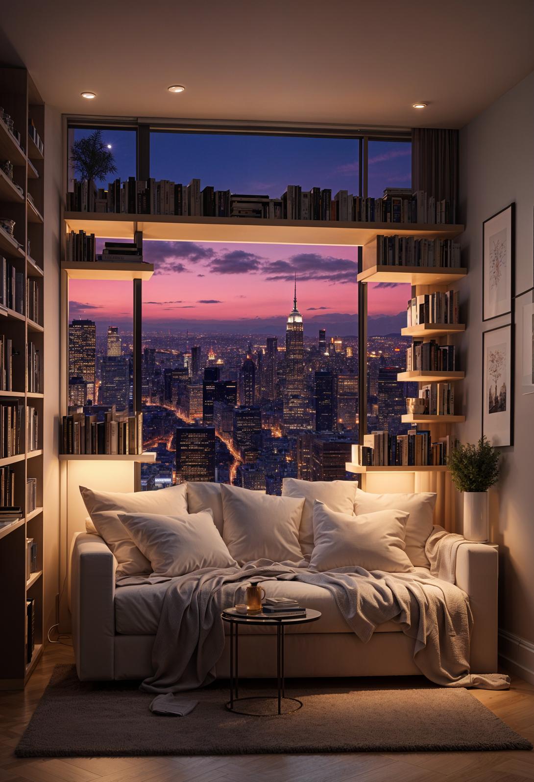 48 Super Cute Dream Room Inspirations for Ultimate Coziness! 4 2. Skyline Bookshelves in Dream Room-0