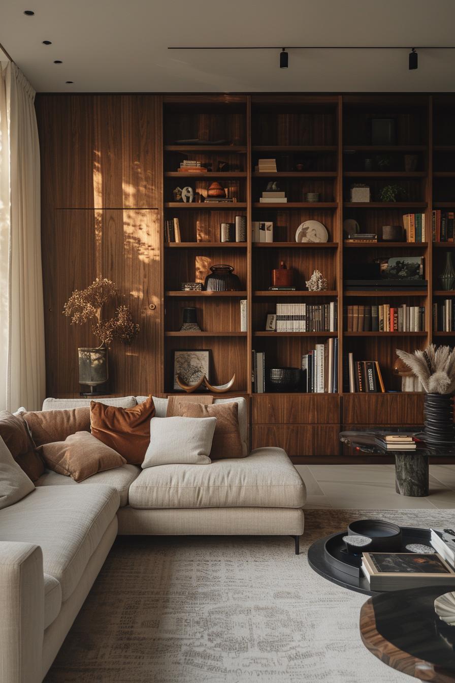 15 trendy, moody neutral living room designs to inspire 18 9. Dark wood shelves sleep sleep