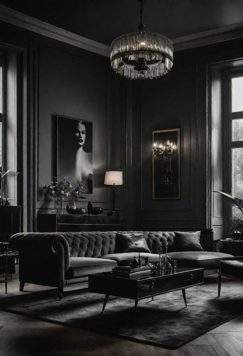 29 Moody Wohnzimmer Ideen: Erstellen Sie eine bezaubernde Atmosphäre 15 13. Sleek Film Noir Wohnzimmer-0