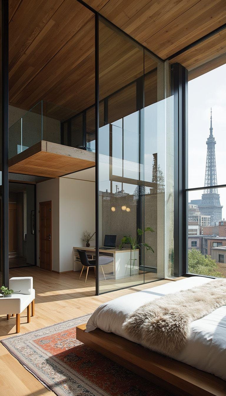20 beautiful loft bedroom ideas for copying 50 15. Slim glass-parts-looft design-0
