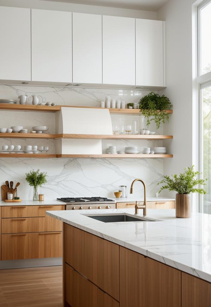 39 Cutting-Edge Modern Kitchen Design Ideas: Contemporary Style 4 2. Sleek Kitchen Floating Shelves-0