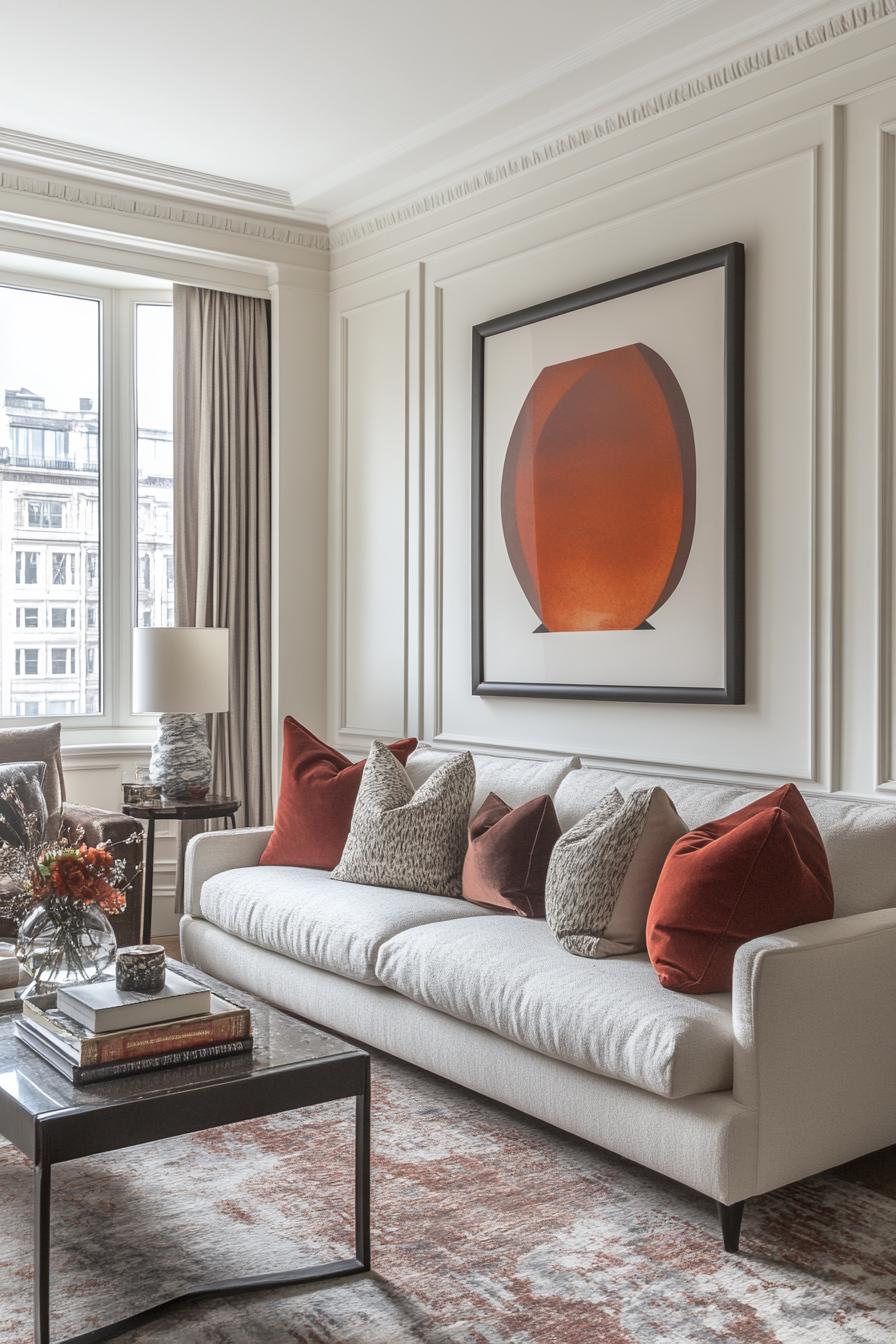 20 breathtaking living room wall decoration ideas 19 5. Sleek Large Wall Art Selection-2