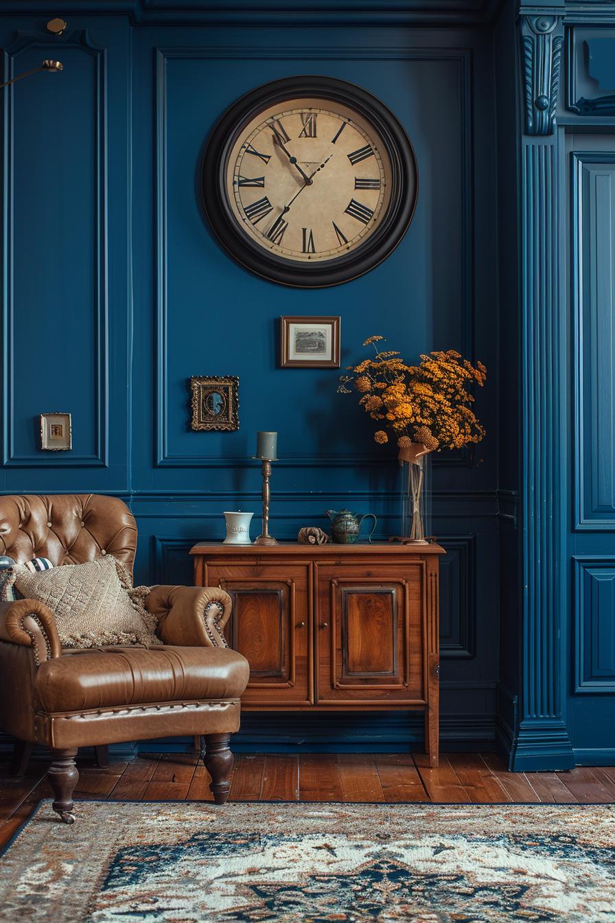 15 Best moody mid -century modern living room ideas 14 4. Sleep midnight blue living room-0