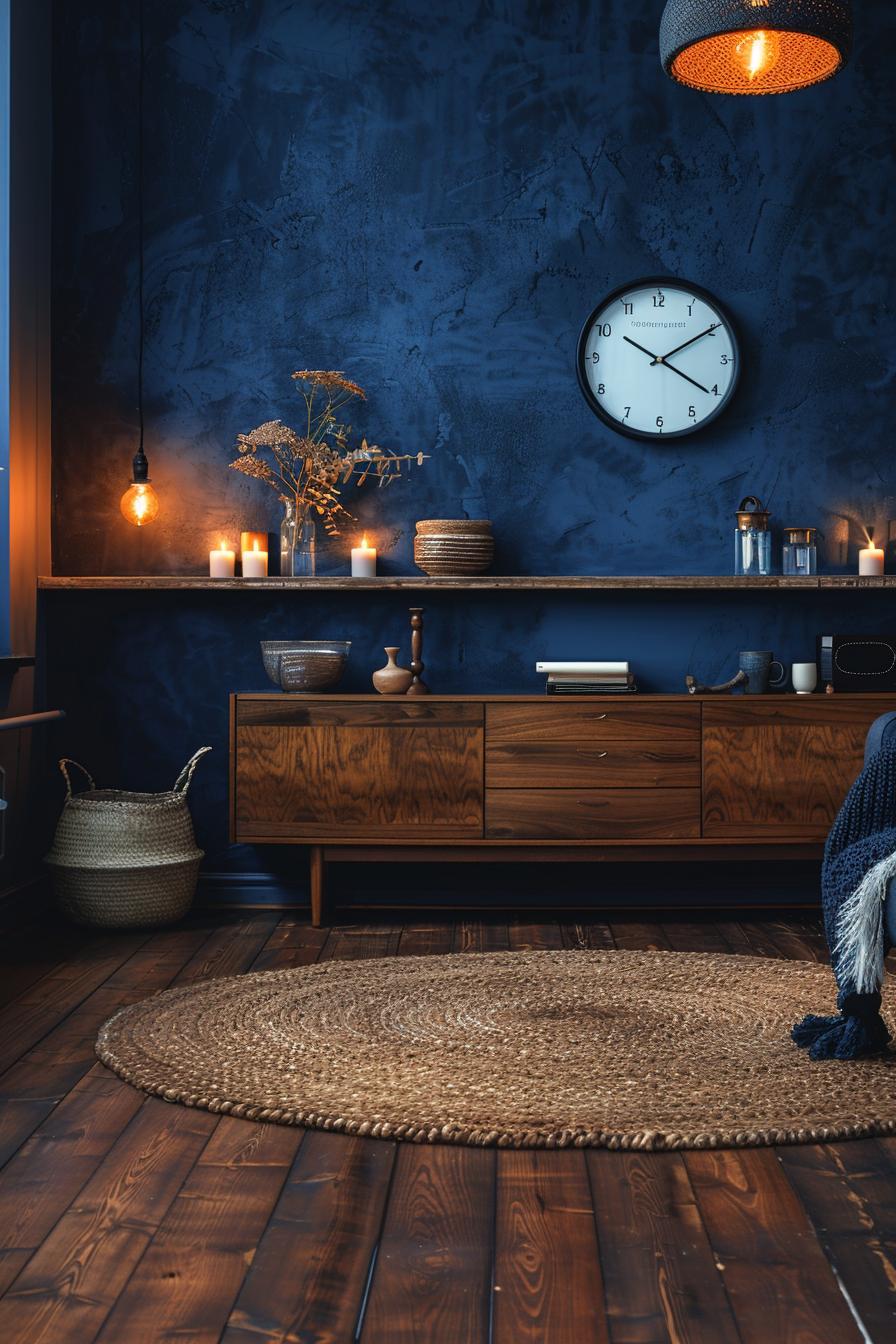 15 Best moody mid -century modern living room ideas 15 4. Sleep midnight blue living room-1