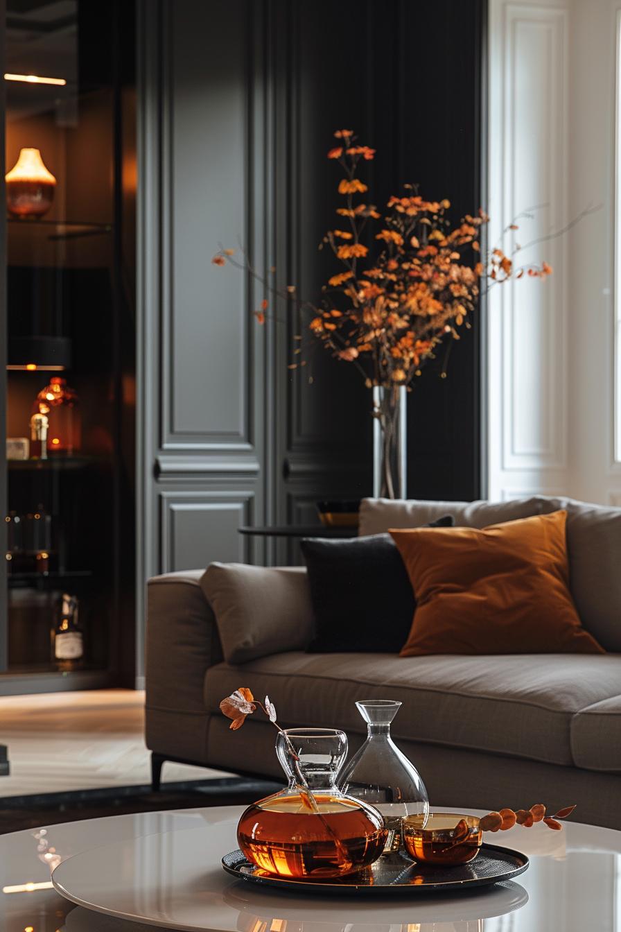 15 trendy, moody neutral living room designs to inspire 23 11. Slim smoking glass living handle-1