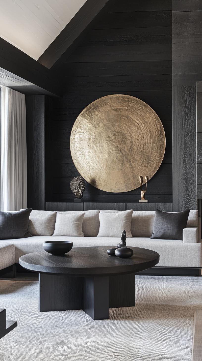 21 Cozy organic modern living room ideas for copying 53 18. Slim black or bronze metallic accents for contrast-0