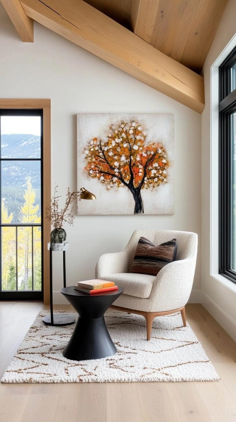21 Cozy organic modern living room ideas for copying 54 18. Slim black or bronze metallic accents for contrast-1