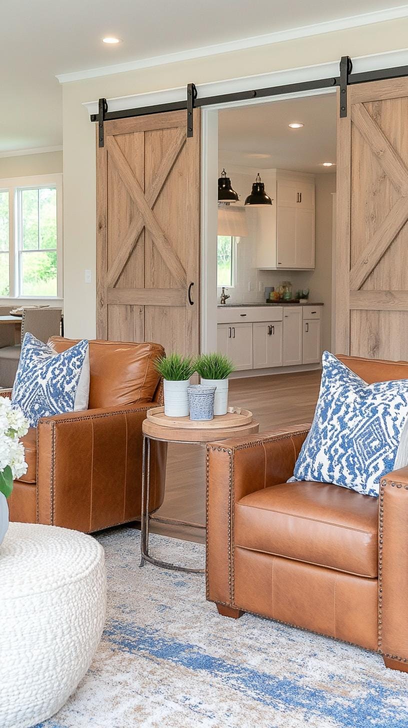 23 Best modern farmhouse living room ideas to inspire you 16 5. Slide grind doors, which leads to a cozy lounge room-1