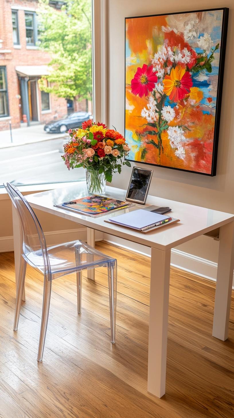 21 clever small office ideas for home and work areas 20 6. Slimline desk under a large image window 2