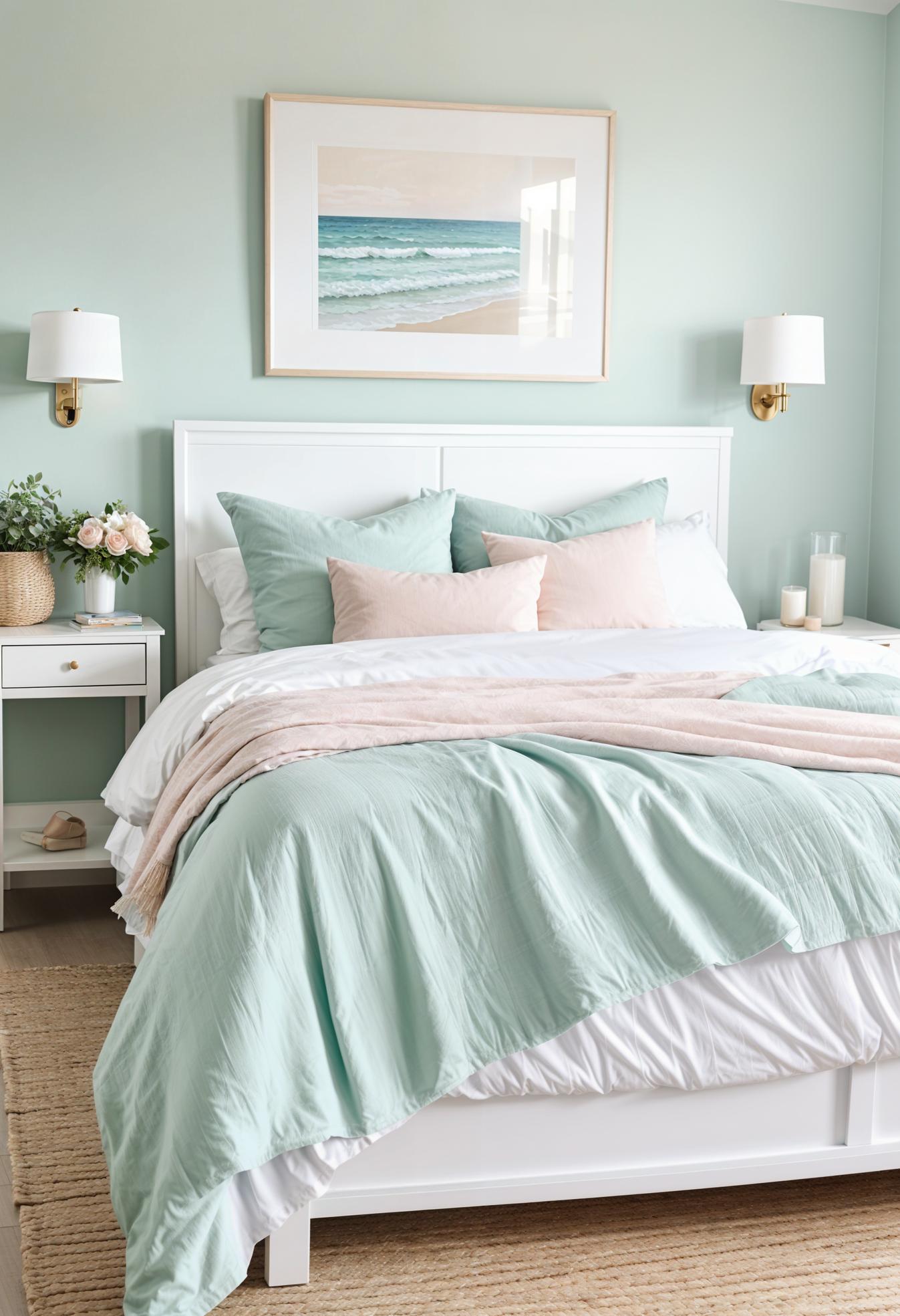 15 aesthetic coastal bedroom ideas for a dreamy retreat 27 12. Soft pastel bed trends-1