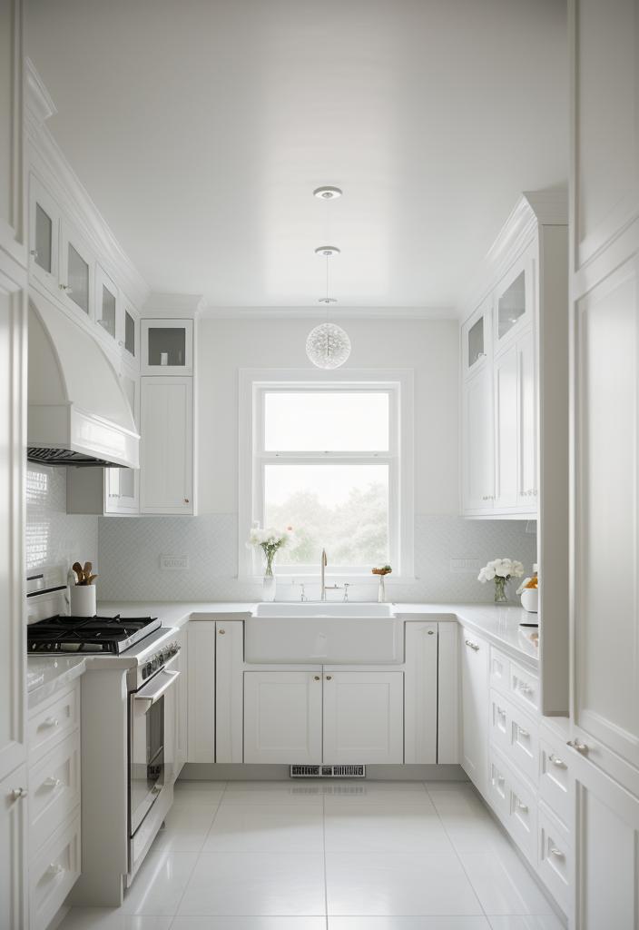 27 atemberaubende weiße Küchenschränke: Ideen, um Ihren Raum mit zeitloser Eleganz aufzuhellen 27 21. Raffinierte Art Deco Kitchen Design-0
