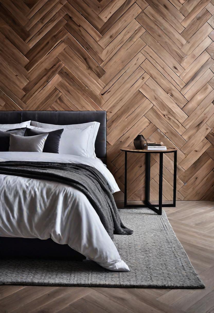 35 Stunning Bedroom Accent Walls for a Cozy Makeover 46 23. Sophisticated Herringbone Wood Wall-0
