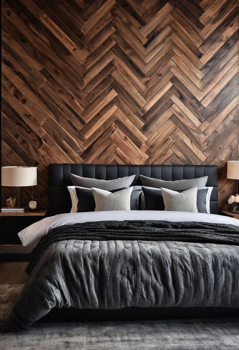35 Stunning Bedroom Accent Walls for a Cozy Makeover 47 23. Sophisticated Herringbone Wood Wall-1