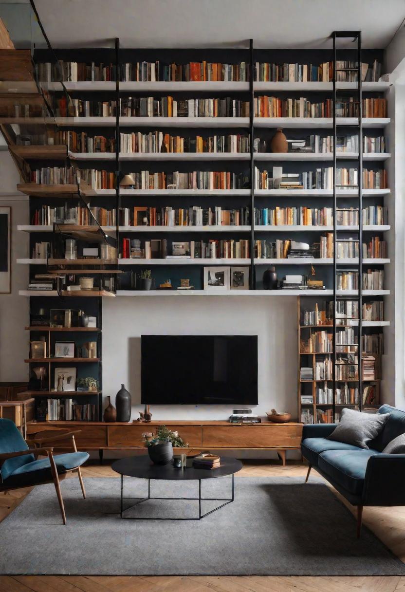 Small Space, Big Impact: 34 Minimalist Living Room Ideas for Every Apartment 19 17. Space-Saving Bookshelves for Collections-0