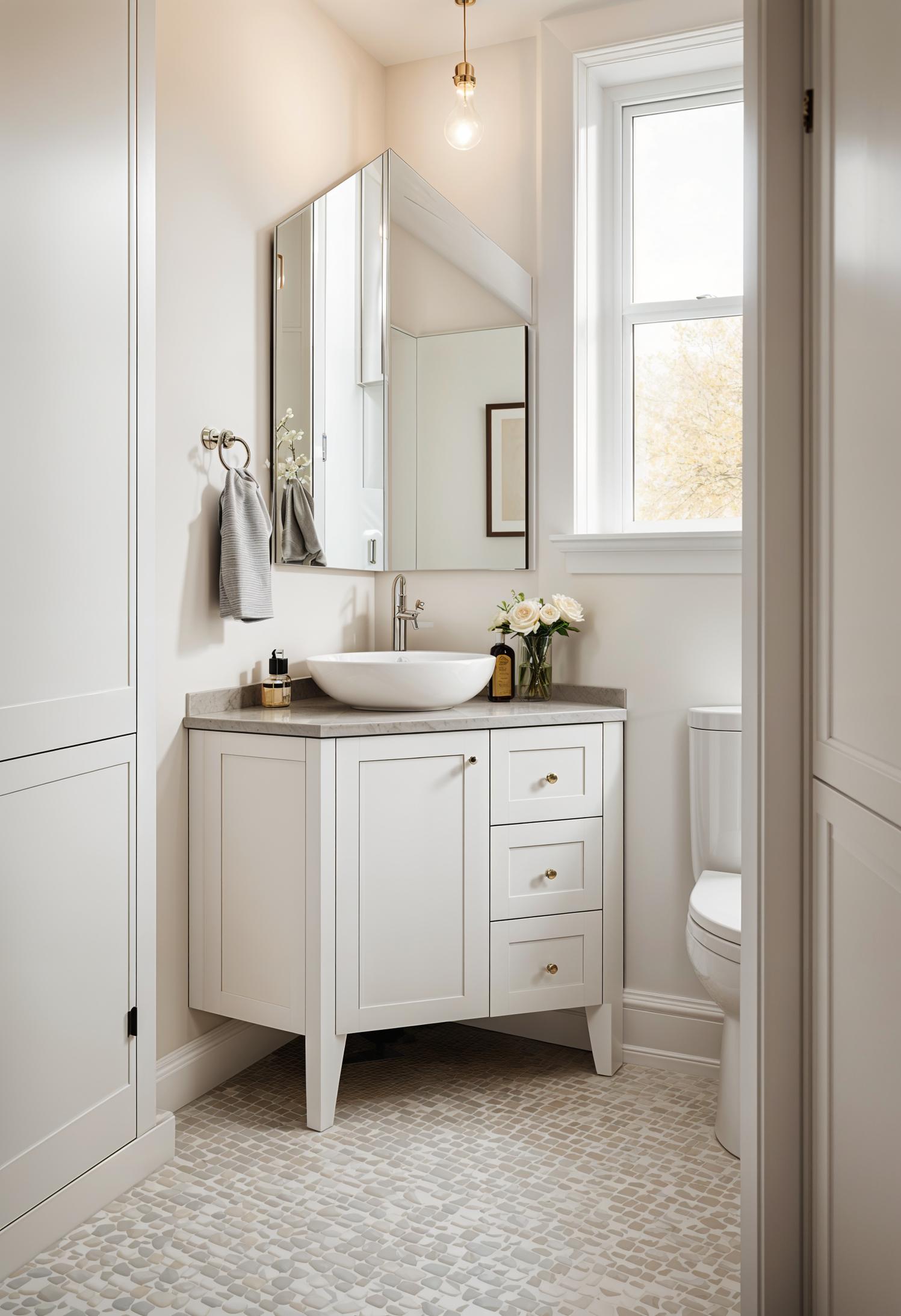 15 Genius half bathroom decor ideas 7 3 .. Space-saving corner sink vanity-1