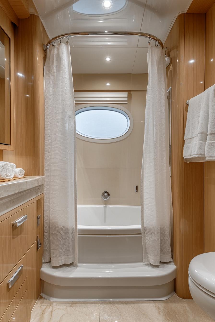25 Genius tiny bathroom ideas for your makeover 51 19. Space-saving curved shower poles-1