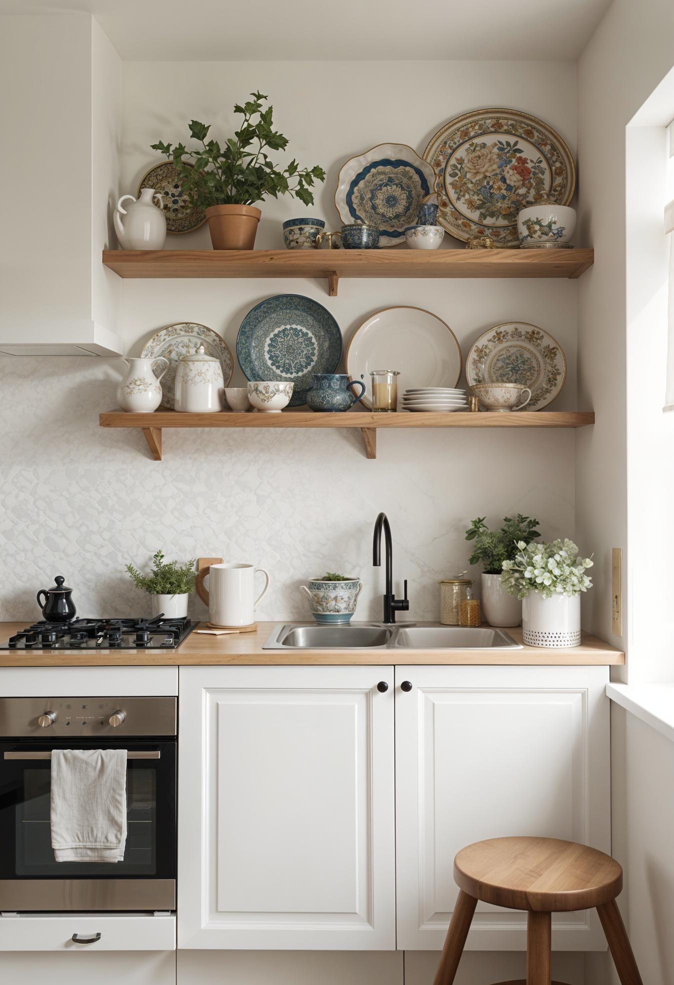 20 Genius tiny kitchen ideas for small apartments 10 3 .. Space-saving display with floating shelf-1