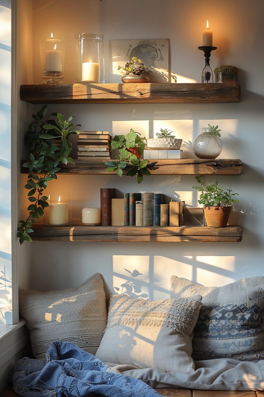25 Genius tiny living room ideas 16 4. Space-saving floating shelf Solution