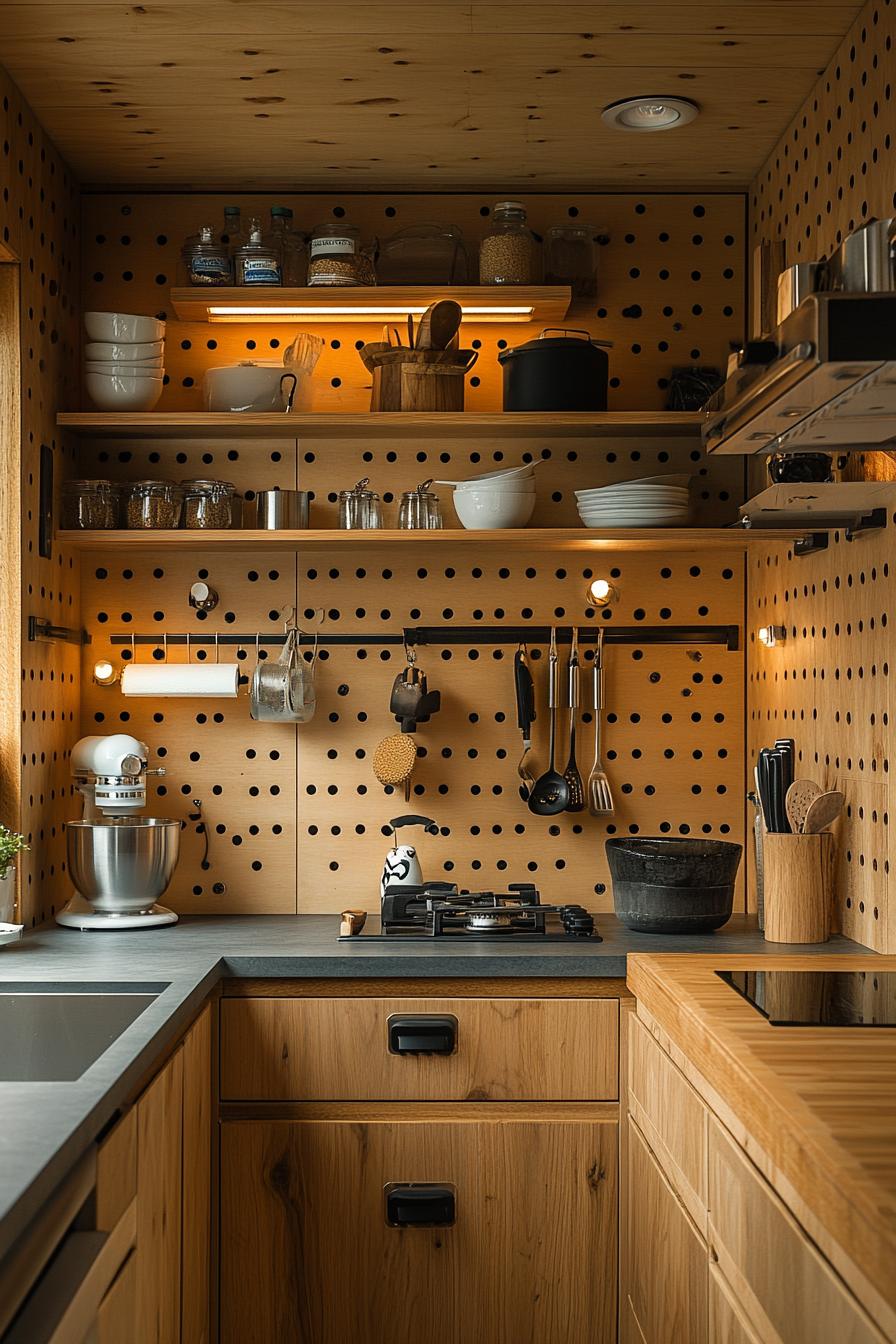 20 Genius tiny kitchen ideas for small apartments 42 13th place saving pegboard kitchen Storage-1